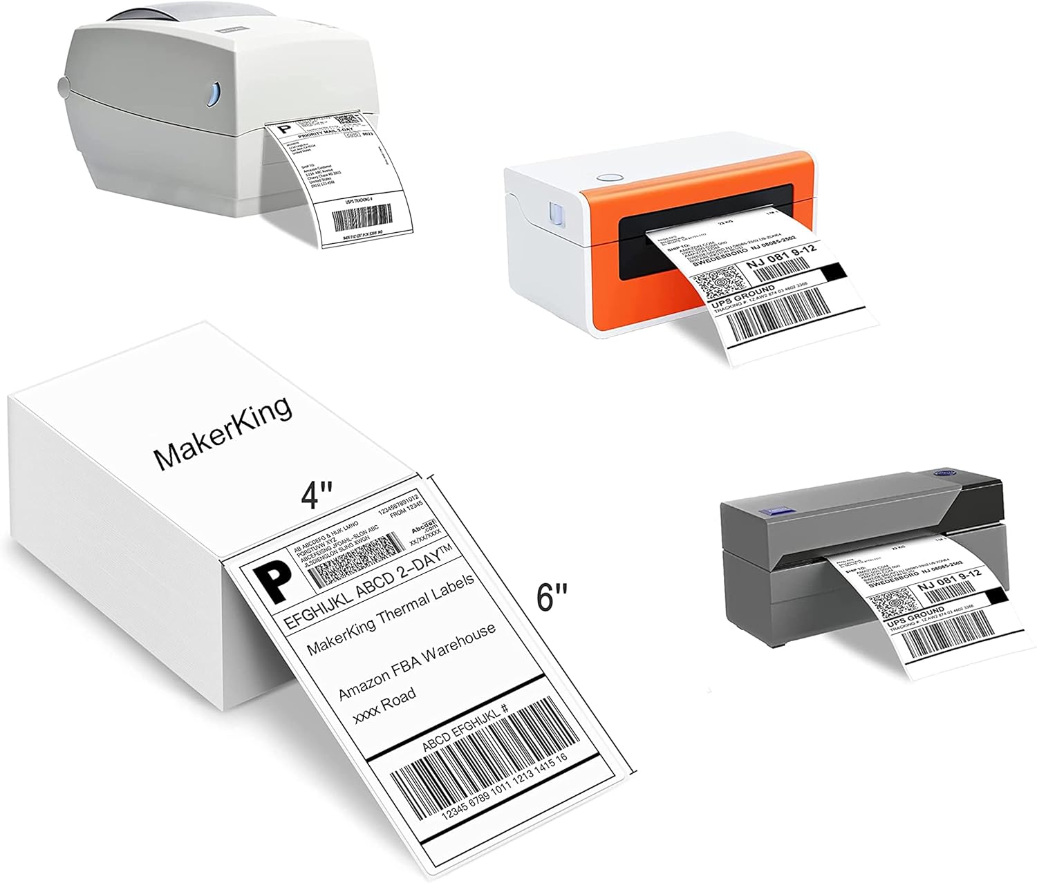 Label Printer Thermal - 4x6 White Mailing Fanfold Postage Thermal
