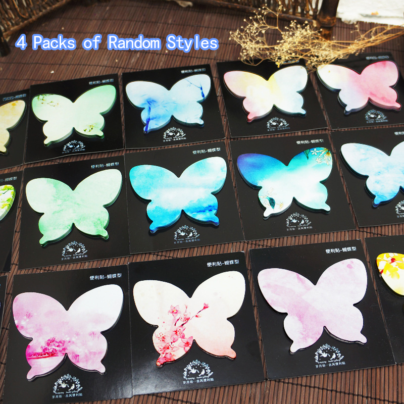 Office Tech Accessories - 4 Packs Random Butterfly Sticky Notes