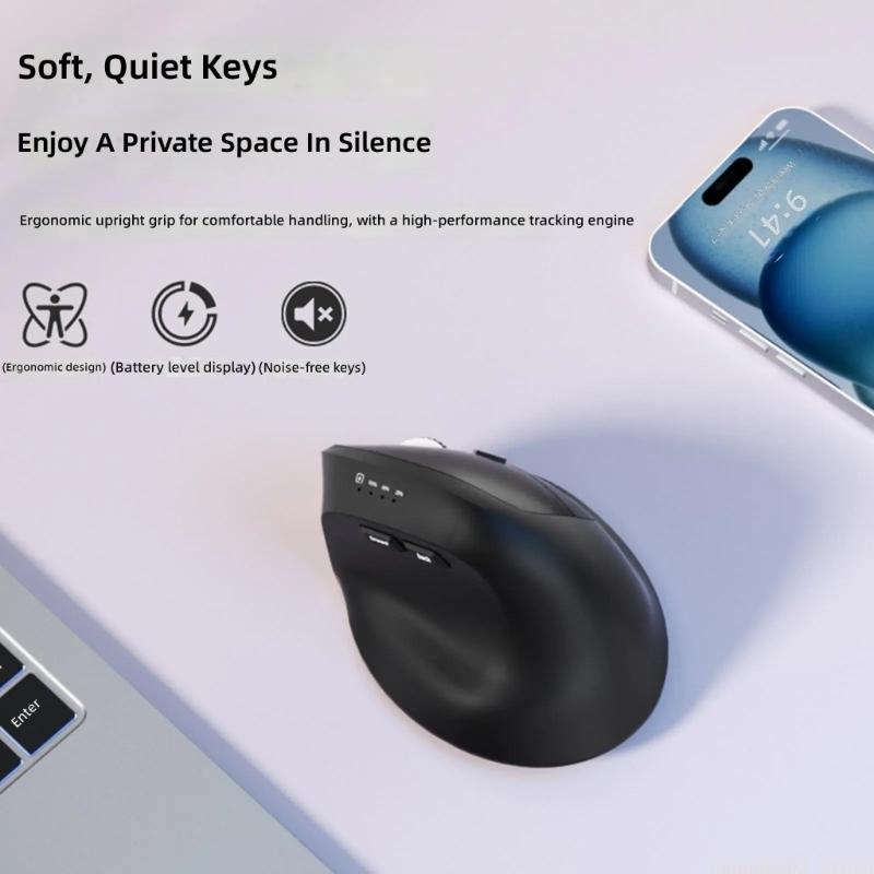 Ergonomic Mouse Vertical - Rechargeable Wireless Vertical Mouse 6-Speed DPI