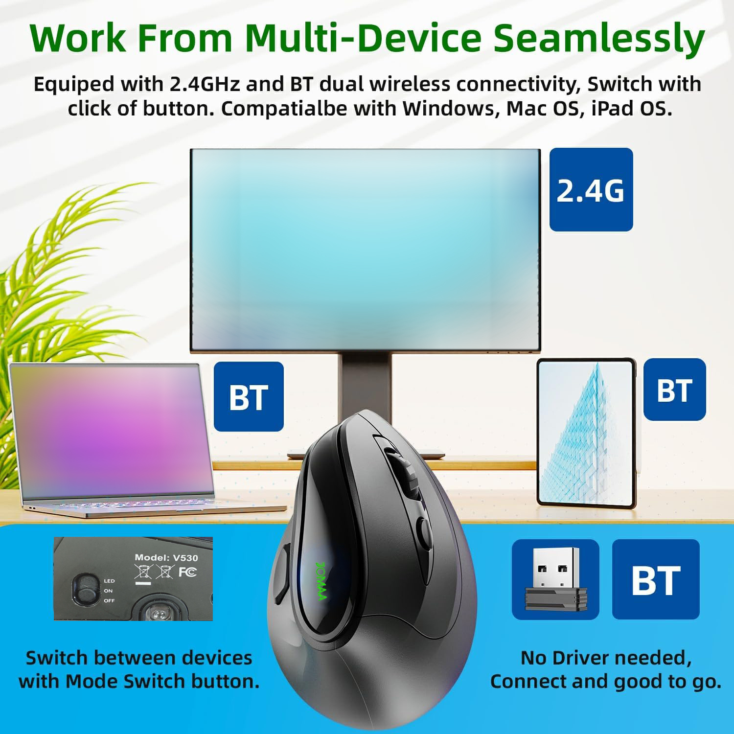 2.4G Dual Modes Ergonomic Vert - đánh giá và giá Ergonomic Mouse Vertical