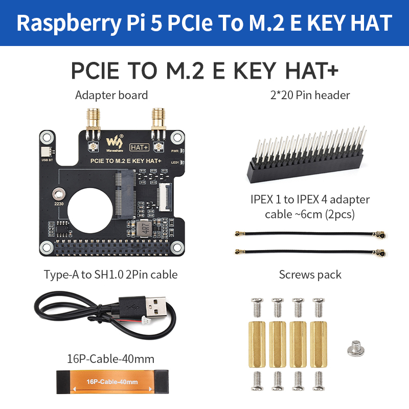 PCIe To M.2 E KEY HAT+ Board C - đánh giá và giá Raspberry Pi Keyboard