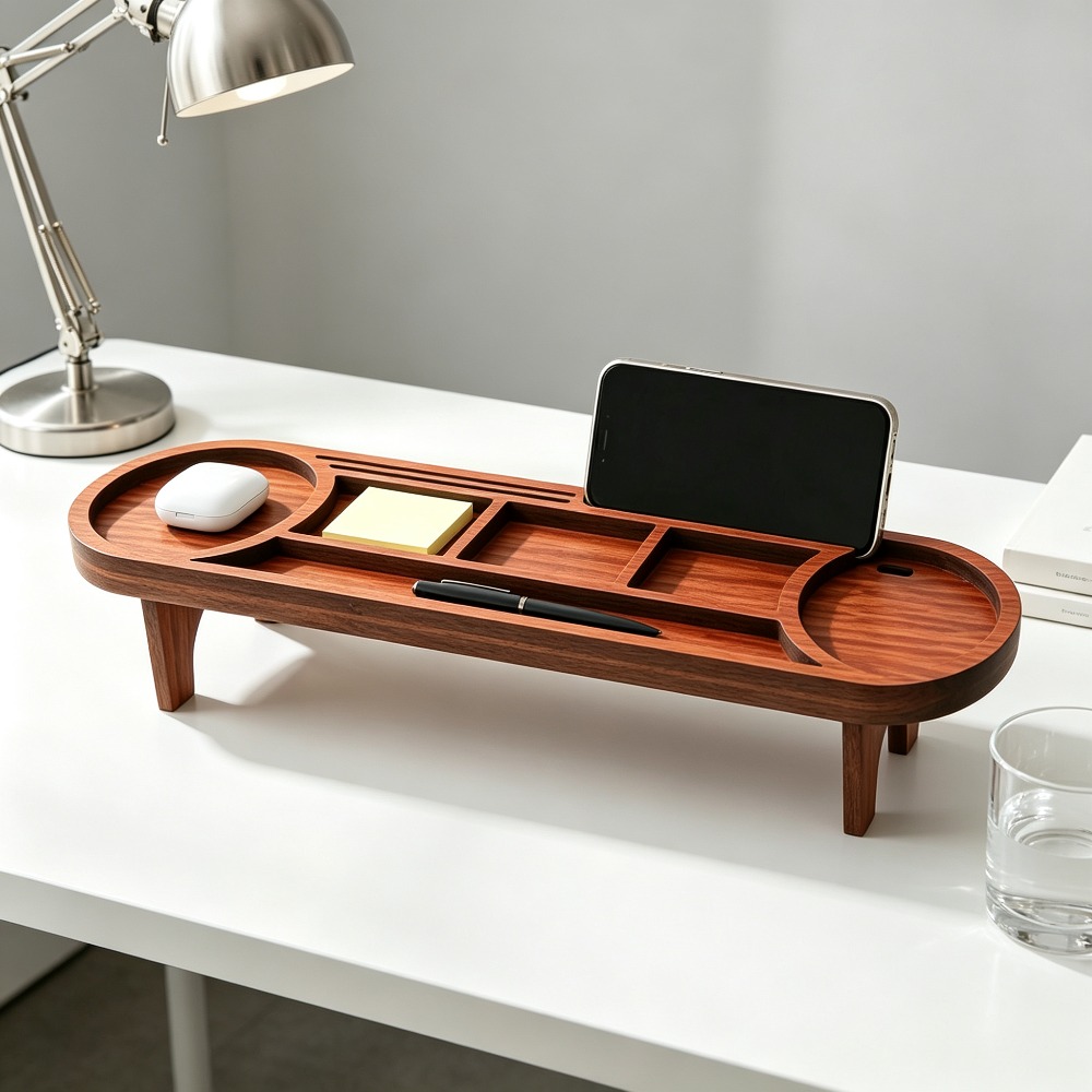 Wooden Desk Organizer with Pho - đánh giá và giá Office Tech Accessories