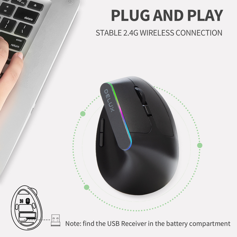 Delux M618C Wireless Silent Er - đánh giá và giá Ergonomic Mouse Vertical