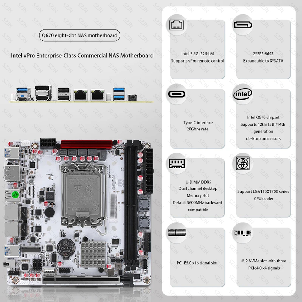 Q670 ITX NAS Motherboard Kit,  - đánh giá và giá Office Tech Typing