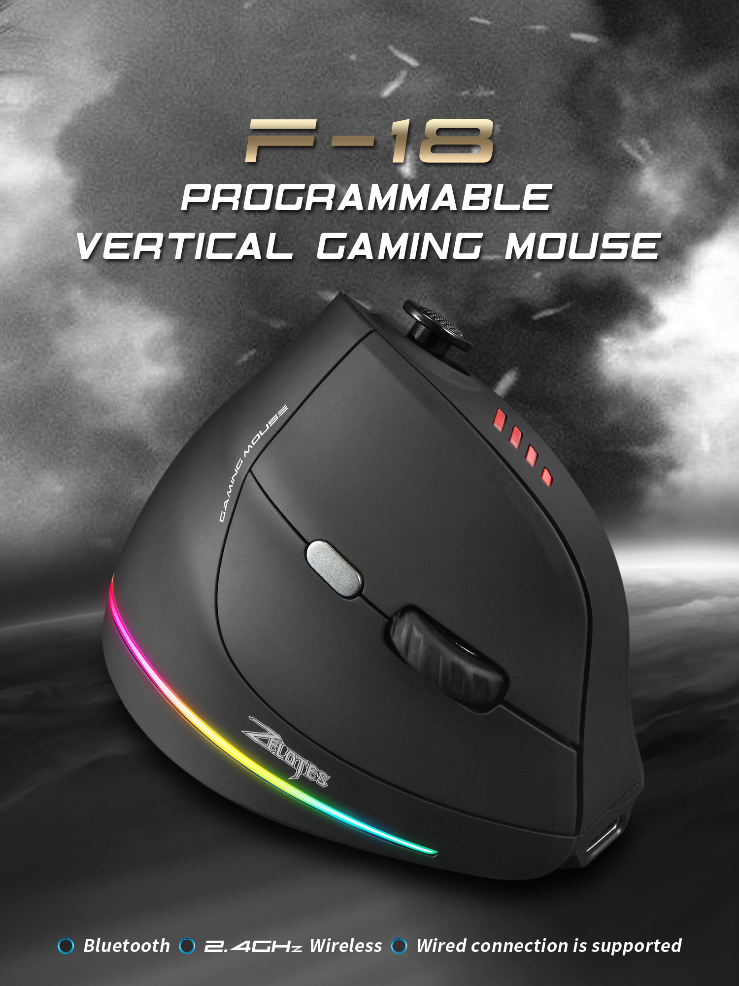Jomaa RGB Backlit Wireless Ver - đánh giá và giá Ergonomic Mouse Vertical